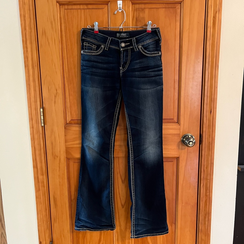 Silver Denim Flare Jeans